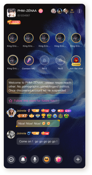 Party Room Chat Interface